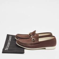 Gucci Brown Nubuck Leather Horsebit Loafers Size 43