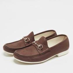Gucci Brown Nubuck Leather Horsebit Loafers Size 43