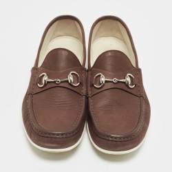 Gucci Brown Nubuck Leather Horsebit Loafers Size 43