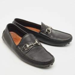 Gucci Black Leather Horsebit Slip On Loafers Size 41