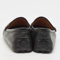 Gucci Black Leather Horsebit Slip On Loafers Size 41
