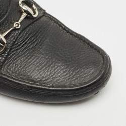 Gucci Black Leather Horsebit Slip On Loafers Size 41