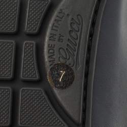 Gucci Navy Blue Microguccisma Leather Slip On Loafers Size 41