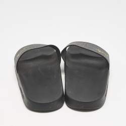 Gucci Black GG Supreme Canvas Tiger Pool Slides Size 41