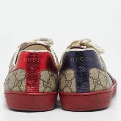 Gucci Beige/Ebony GG Supreme Canvas Ace Sneakers Size 45
