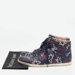 Gucci Blue Leather Ghost Logo High Top Sneakers Size 45