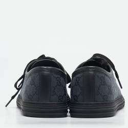 Gucci Black GG Canvas and Leather Low Top Sneakers Size 41.5