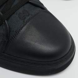 Gucci Black GG Canvas and Leather Low Top Sneakers Size 41.5