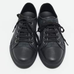Gucci Black GG Canvas and Leather Low Top Sneakers Size 41.5