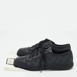 Gucci Black GG Canvas and Leather Low Top Sneakers Size 41.5