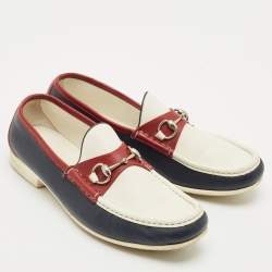 Gucci Multicolor Leather Horsebit Slip On Loafers Size 45