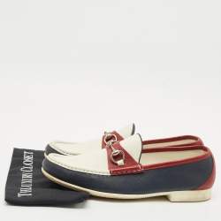 Gucci Multicolor Leather Horsebit Slip On Loafers Size 45