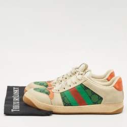 Gucci Multicolor GG Canvas and Nubuck Leather Screener Sneakers Size 41.5