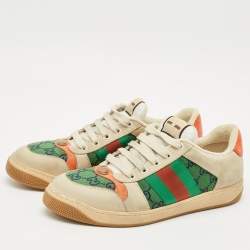 Gucci Multicolor GG Canvas and Nubuck Leather Screener Sneakers Size 41.5