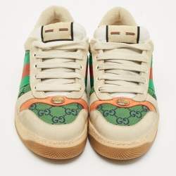 Gucci Multicolor GG Canvas and Nubuck Leather Screener Sneakers Size 41.5