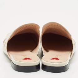 Gucci Cream Leather Princetown Embellished Horsebit Flat Mules Size 41.5