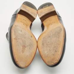 مملوكة مسبقًا Gucci Black Leather Web Stripe Horsebit Loafers Size 41.5