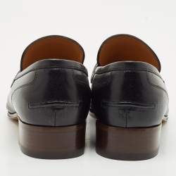 مملوكة مسبقًا Gucci Black Leather Web Stripe Horsebit Loafers Size 41.5