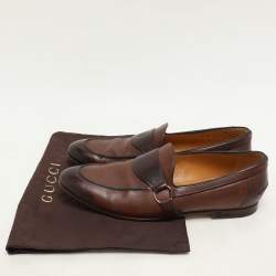 Gucci Brown Leather Hysteria Loafers Size 42