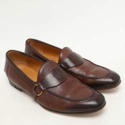 Gucci Brown Leather Hysteria Loafers Size 42