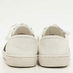 Gucci White Leather Ace Bee Embroidered Low Top Sneakers Size 40.5