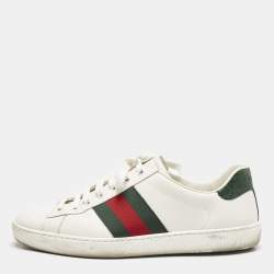 Gucci White Leather Ace Sneakers Size 41.5