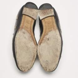 مملوكة مسبقًا حذاء لوفرز غوتشي جوردان جلد أسود مطرز نجوم ونحل هورسبيت مقاس 38.5