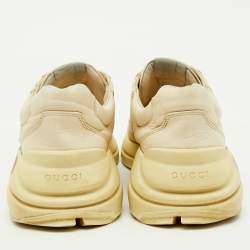 Gucci Cream Leather Rhyton Vintage Logo Low Top Sneakers Size 43