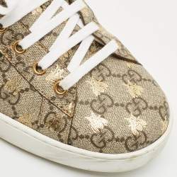 Gucci Beige/Brown GG Supreme Canvas Bee Ace Sneakers Size 45.5