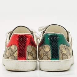 Gucci Beige/Brown GG Supreme Canvas Bee Ace Sneakers Size 45.5
