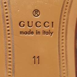 مملوكة مسبقًا Gucci Brown Logo Leather Jordaan Horsebit Loafers Size 45
