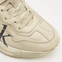 Gucci Cream Leather Rhyton Lace Up Sneakers Size 42