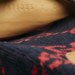 Gucci Navy Blue/Red GG Velvet Flat Slide Sandals Size 41