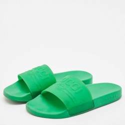 Gucci Green Rubber Logo Pool Flat Slide Sandals Size 45