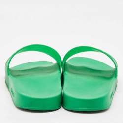 Gucci Green Rubber Logo Pool Flat Slide Sandals Size 45