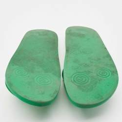 Gucci Green Rubber Logo Pool Flat Slide Sandals Size 45