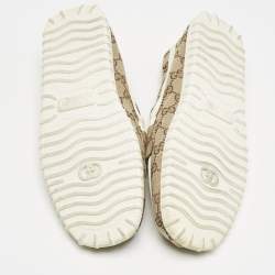 Gucci Beige GG Canvas Horsebit Web Slip On Loafers Size 41.5
