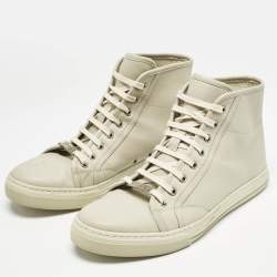 Gucci Grey Leather High Top Sneakers Size 43