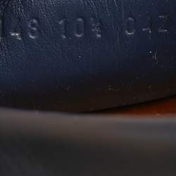 Gucci Navy Blue/Beige Leather and GG Supreme Canvas Interlocking G Loafers Size 44.5