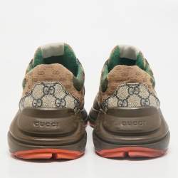Gucci Multicolor Canvas and Leather Rhyton Lace Up Sneakers Size 41.5