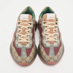 Gucci Multicolor Canvas and Leather Rhyton Lace Up Sneakers Size 41.5