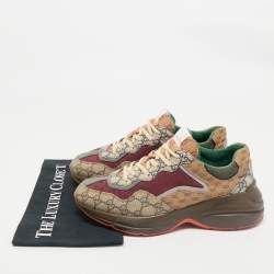 Gucci Multicolor Canvas and Leather Rhyton Lace Up Sneakers Size 41.5