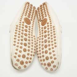Gucci White Leather Web Slip On Loafers Size 43