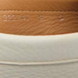 Gucci White Leather Web Slip On Loafers Size 43