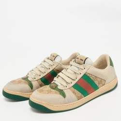 Gucci Multicolor GG Canvas and Nubuck Leather Screener Sneakers Size 41.5