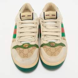 Gucci Multicolor GG Canvas and Nubuck Leather Screener Sneakers Size 41.5