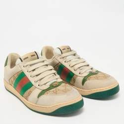 Gucci Multicolor GG Canvas and Nubuck Leather Screener Sneakers Size 41.5