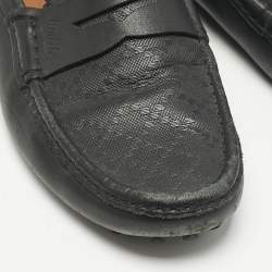 Gucci Black Diamante Leather Driver Loafers Size 42