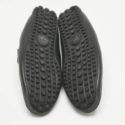 Gucci Black Diamante Leather Driver Loafers Size 42