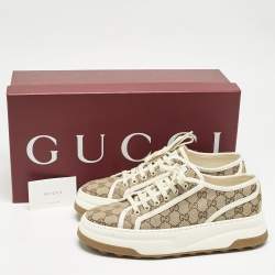 Gucci Beige GG Canvas Tennis 1977 Treck Sneakers Size 43.5